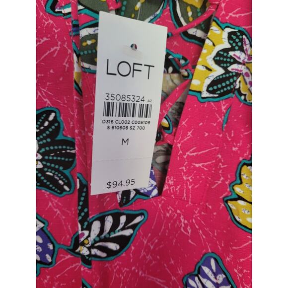 Loft Women's Pink Floral Print Dress size Medium #14 - Picture 4 of 5
